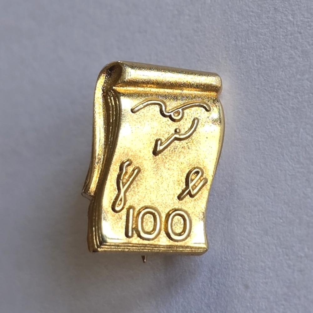 Vintage Shorthand pin gold tone brooch 100 wpm words per minute